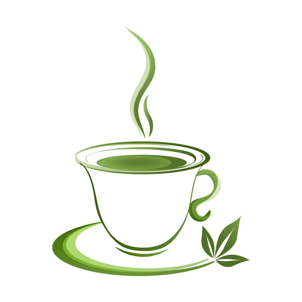 Tea cup icon green grad - Διάνυσμα, εικόνα
