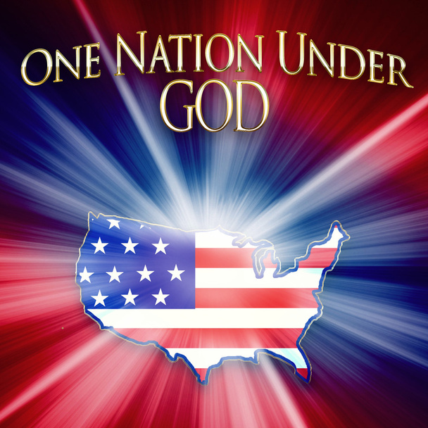Hazafias Usa ország alakú zászló - egy nemzet szerint Isten ki - Fotó, kép