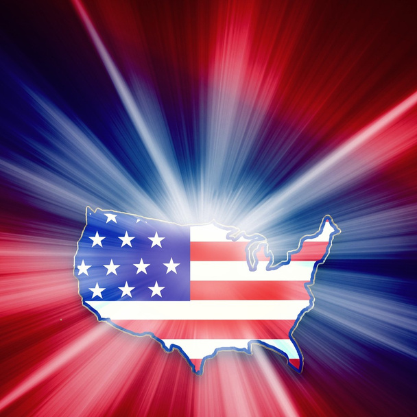 Vatansever ABD ülke şeklinde bayrağı dışarı - Fotoğraf, Görsel