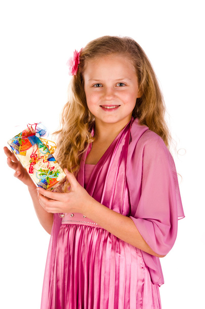 Beautiful little girl with presents - Fotó, kép