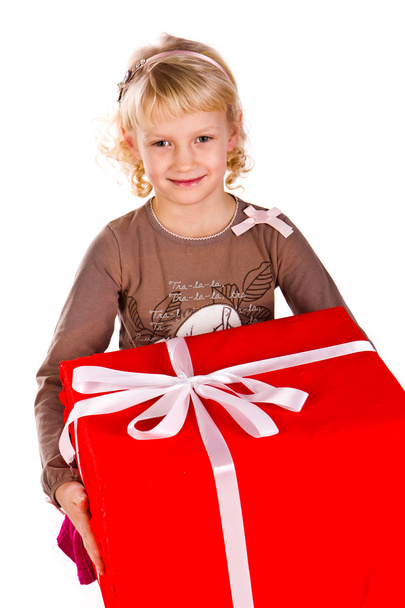 Beautiful little girl with presents - Zdjęcie, obraz