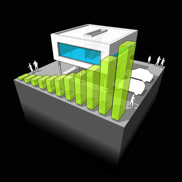 moderní dům a zelené podnikání diagram - Vektor, obrázek