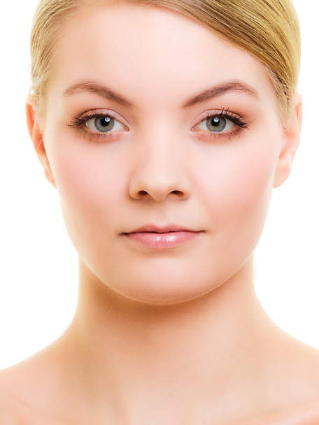 Portrait blond girl with natural makeup isolated - Foto, imagen