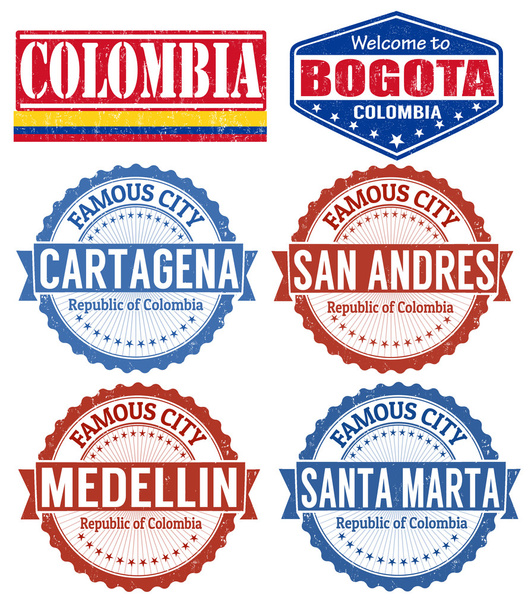 Colombia città francobolli
 - Vettoriali, immagini