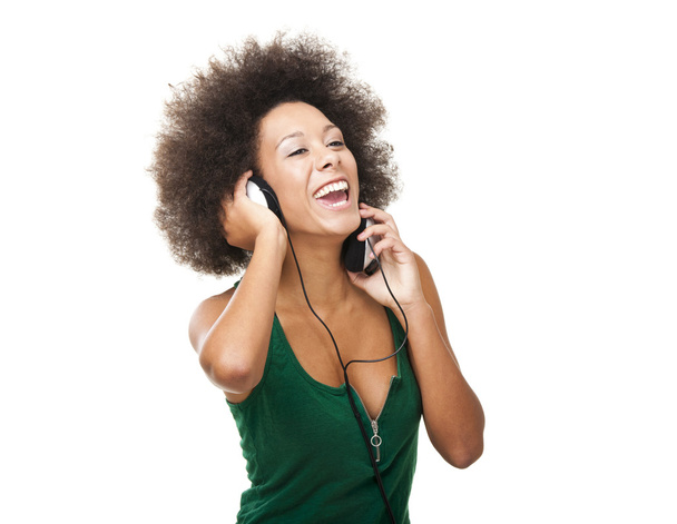 Happy woman listen music - Φωτογραφία, εικόνα