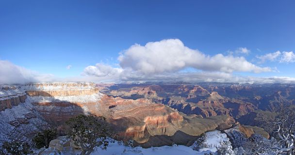Grand canyon panorama se sněhem - Fotografie, Obrázek