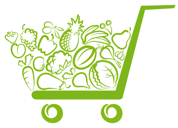 produtos hortícolas e frutas - Vetor, Imagem