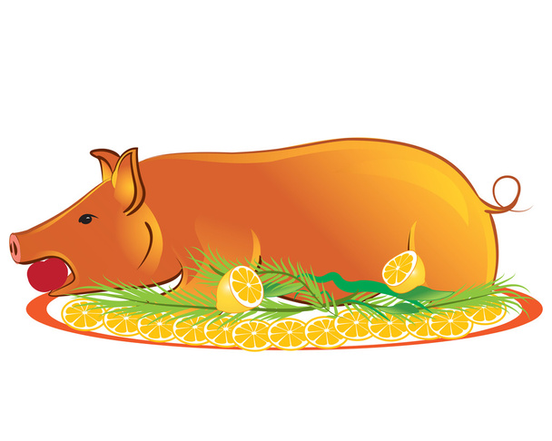 Roasted piglet - Vector, Image