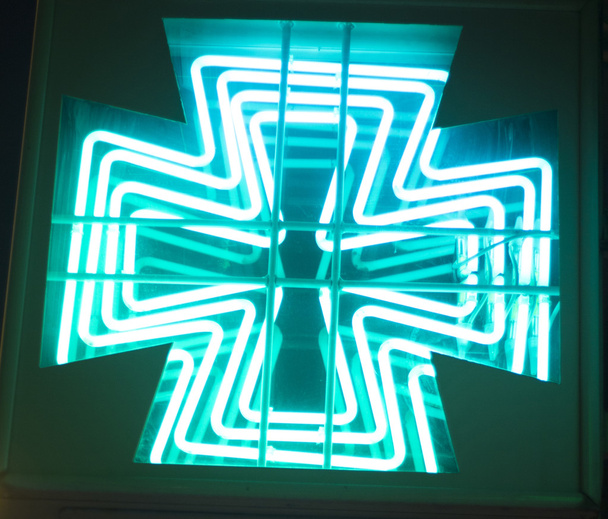 Eczane neon ışık kimyagerler işareti - Fotoğraf, Görsel