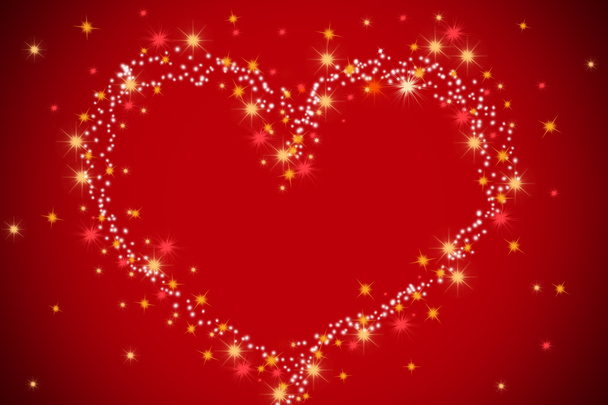 heart made of stars on red background - saint Valentine day - 写真・画像