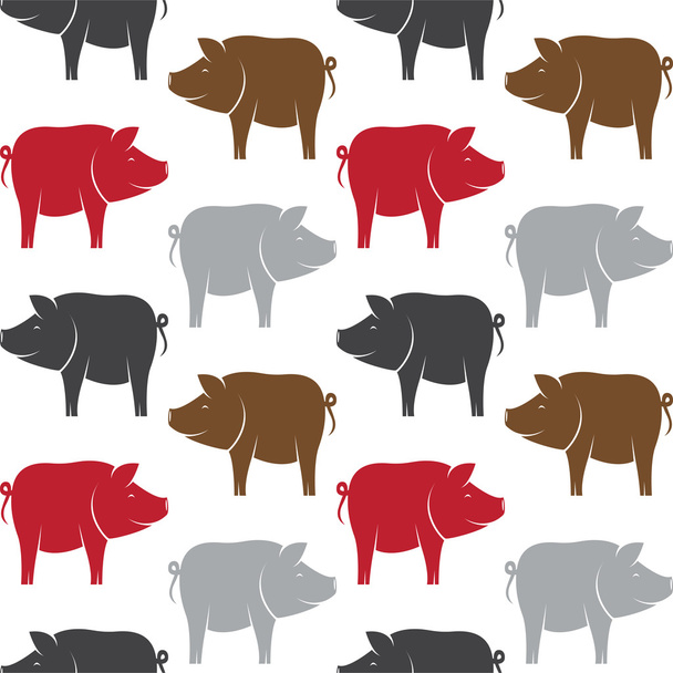 白い背景の上の豚とシームレスなパターンをベクトル。壁紙 - ベクター画像