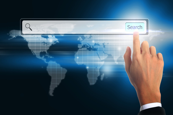 Affari di mano toccando la ricerca bar. world wide web
 - Foto, immagini