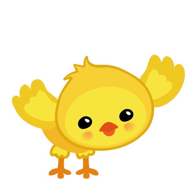 Милый желтый счастливый пасхальный цыпленок. Векторная иллюстрация. Изолированный на белом фоне
 - Вектор,изображение