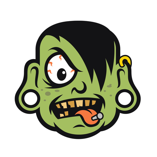 Rock Zombie Head Vector Illustration - Vector, Image