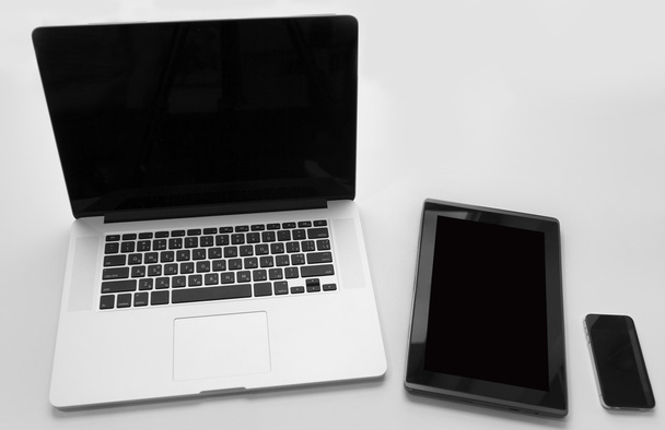 View of tablet, phone and laptop - Fotó, kép