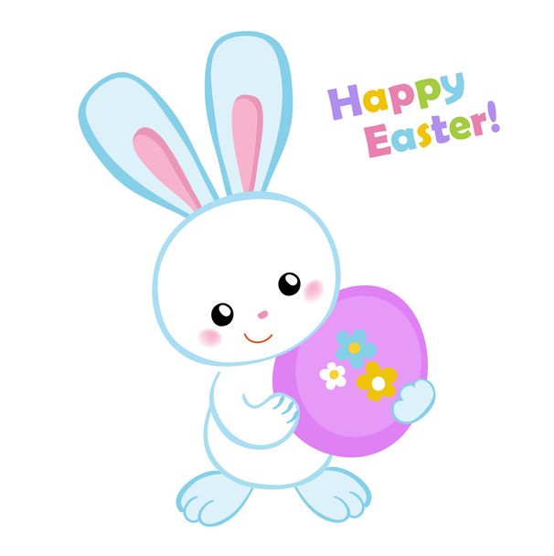 Kellemes húsvéti ünnepeket. Aranyos húsvéti nyuszi, tojás gazdaság. - Vektor, kép