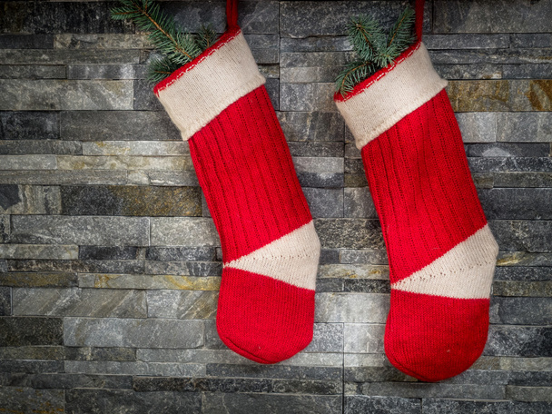Pair of red Santa stocking - Photo, Image