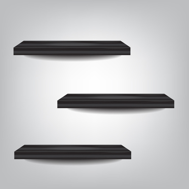 black wood shelf on grey background - Vector, Imagen