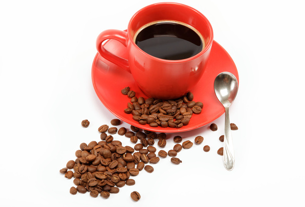 Cup's ochtends koffie op schotel - Foto, afbeelding