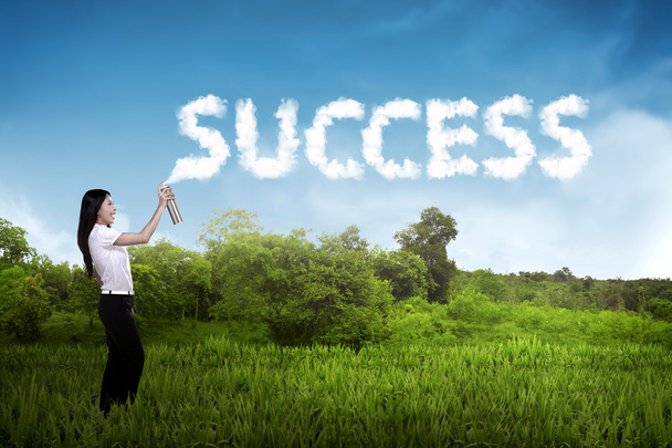 Business person spraying word success - Foto, Imagem