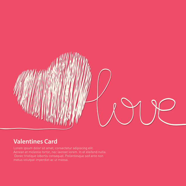 Valentines card with hand drawn heart - Διάνυσμα, εικόνα