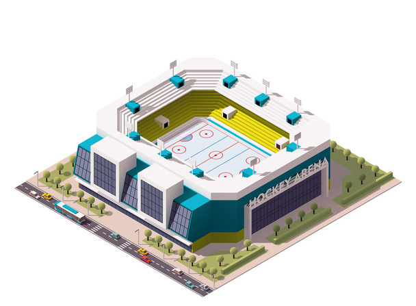 Vector isométrico arena de hockey sobre hielo
 - Vector, imagen