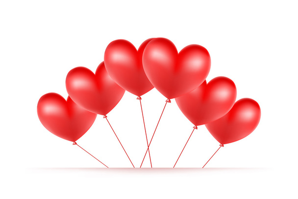rote Luftballons aus Herzen Hintergrund - Vektor, Bild