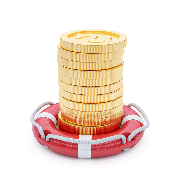 Stack of coins with lifebuoy - Photo, Image