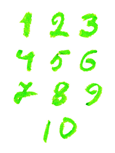 green crayon numbers  - Photo, Image