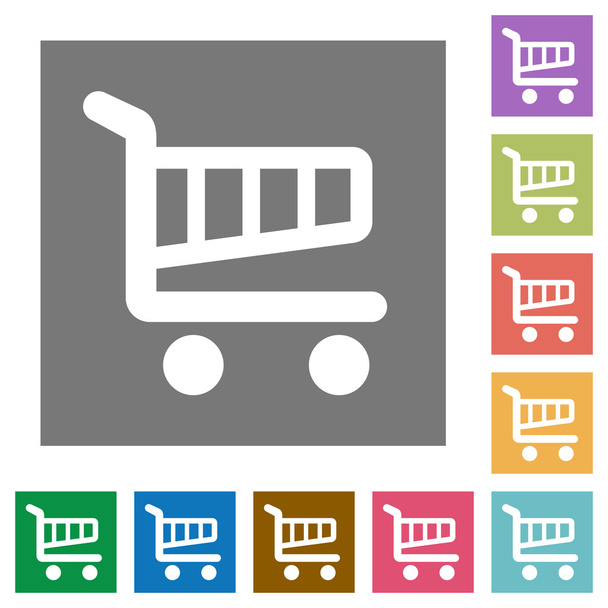 ショッピングカート正方形のフラット アイコン - ベクター画像