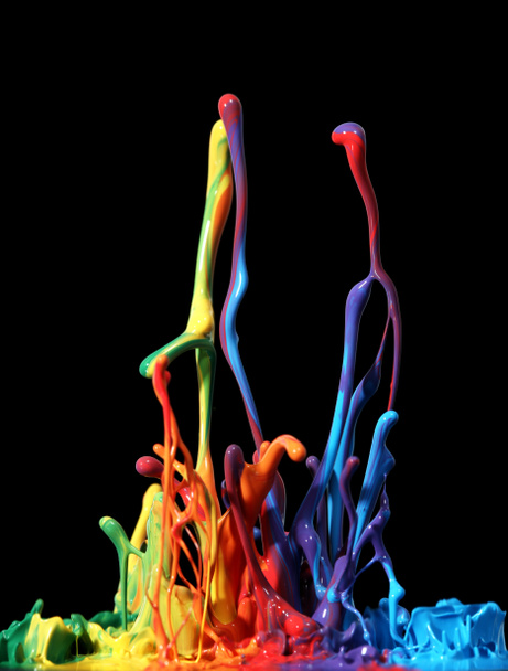 Цветные краски брызги изолированы на белом
 - Фото, изображение
