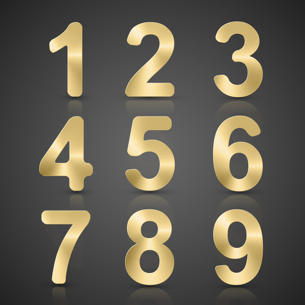 Vector Gold Number Set. - Vektor, kép