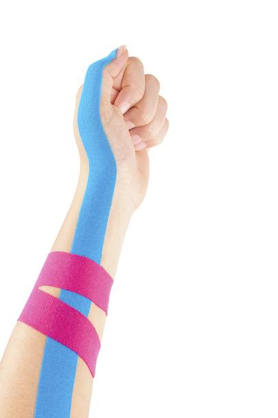 Kinesio tape on female hand. - Фото, изображение