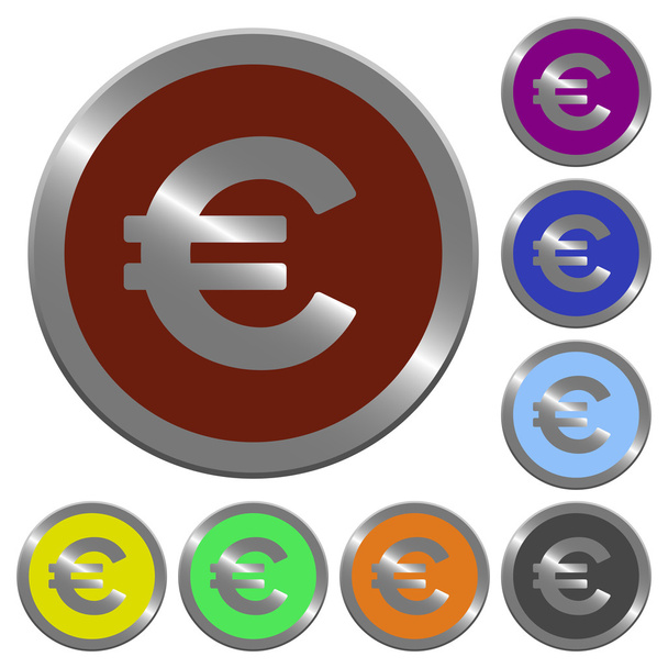Cor botões de sinal do euro
 - Vetor, Imagem