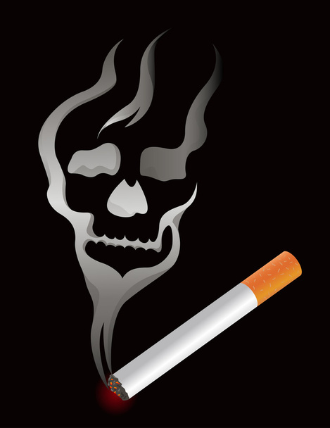 Cigarette with skull smoke shape - Vector, Image
