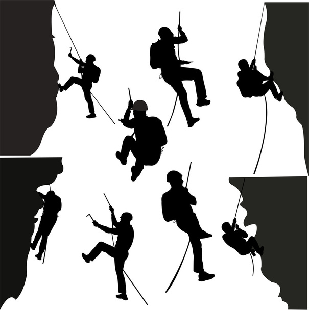 rock climbers silhouette collection - Vector, Image