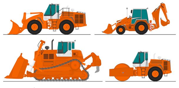 Комплект из четырех строительных машин
 - Вектор,изображение