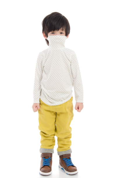 kis-ázsiai fiú elszigetelt fehér background - Fotó, kép