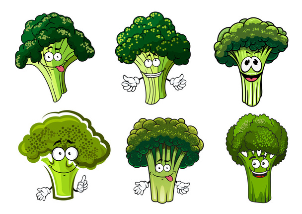 Vihreä parsakaali vihannekset sarjakuvahahmoja
 - Vektori, kuva