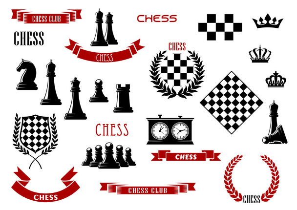 Chess game items, icons and design elements - Διάνυσμα, εικόνα