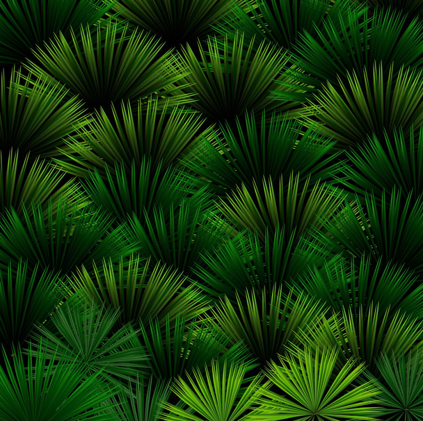 Exotische patroon met tropische bladeren op een zwarte achtergrond - Vector, afbeelding