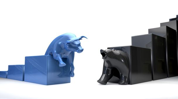Bull & medvěd Econonomic trendy sbíhají - Fotografie, Obrázek