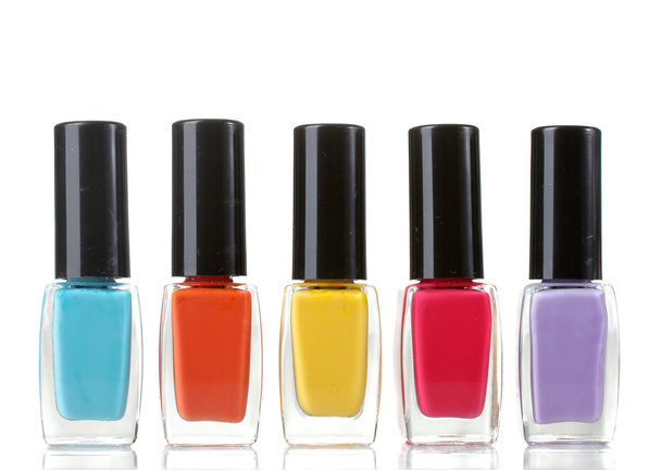 Group of bright nail polishes isolated on white - Φωτογραφία, εικόνα