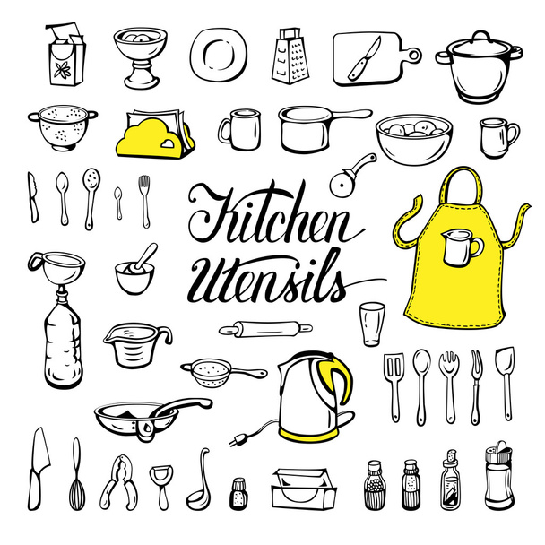 Kitchen utensils set - Vector, Image