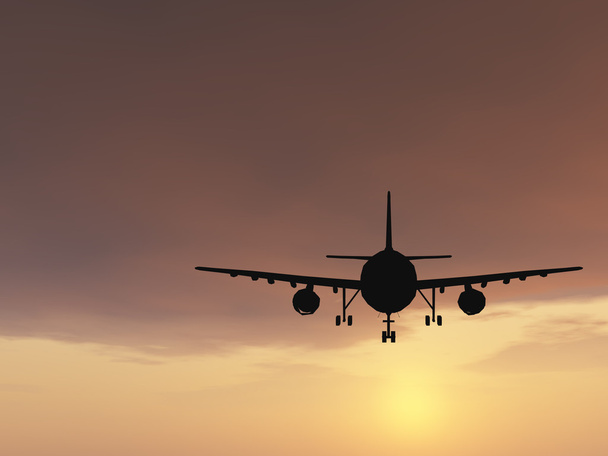 repülőgép vagy a repülőgép silhouette repülő - Fotó, kép