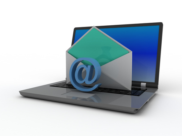 3d laptop and email concept. - Photo, Image