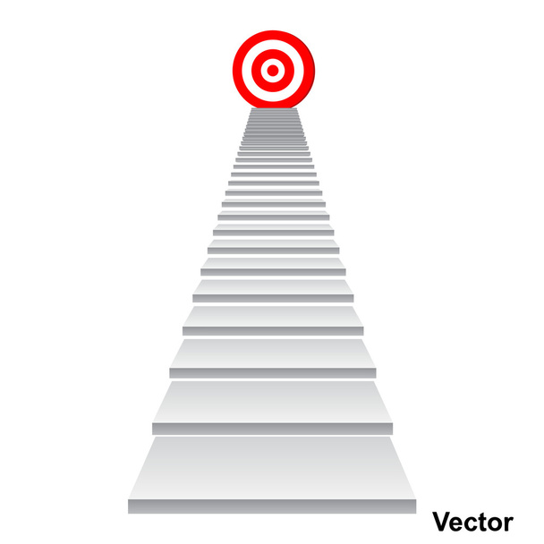 κόκκινο-στόχο στο σκαλοπάτι για την επιτυχία - Διάνυσμα, εικόνα
