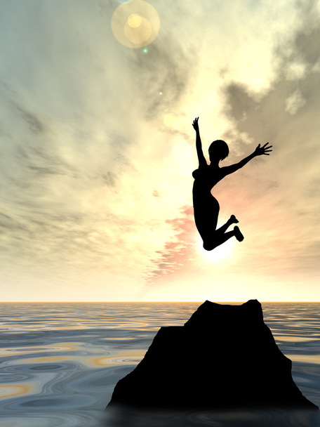 jeune femme silhouette saut
 - Photo, image
