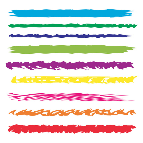 Duża kolekcja lub zestaw artystyczny kolorowe farby wielobarwny ręcznie wykonane pędzlem kreatywnych na białym tle - Zdjęcie, obraz