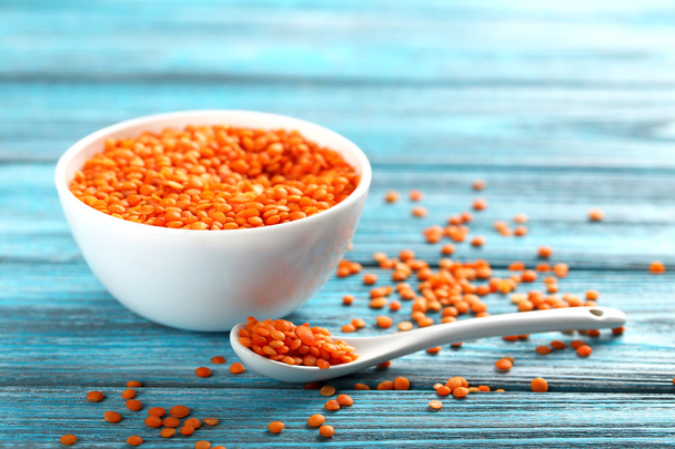 Red lentils in bowl - Photo, Image